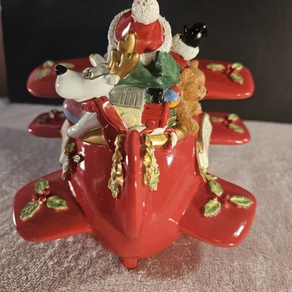 Fitz and Floyd Christmas Santa In Plane Figurine Music Box Holiday Musicals - Picture 5 of 16